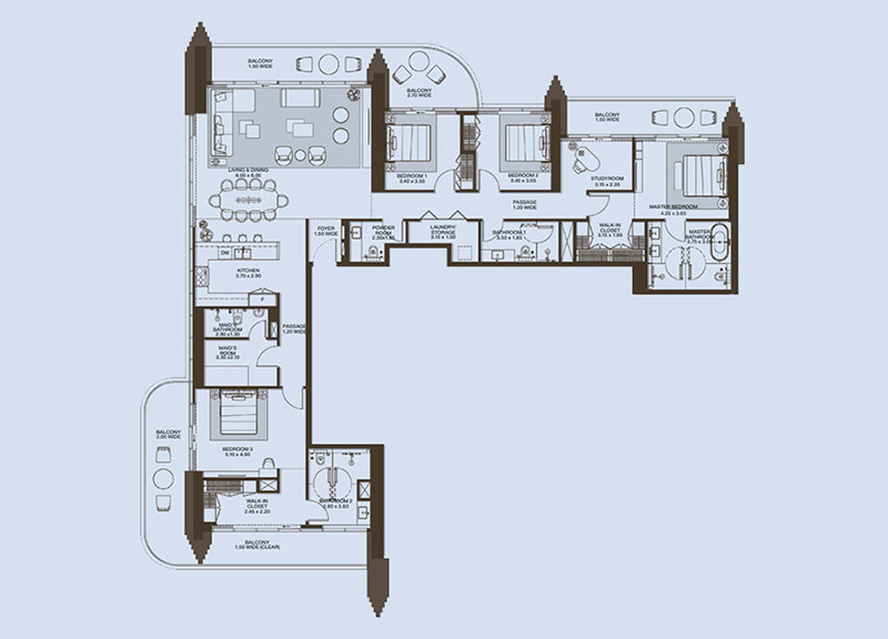 Atelis by Meraas 4 Bedroom Apartment Floor Plan